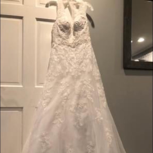 Jewel Lace Wedding Dress with Helter Neckline - Picture 7 of 11